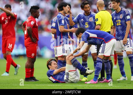 Doha, Qatar. 31 janvier 2024. (G à D) Ayase Ueda, Kaoru Mitoma (JPN) football/football : coupe d'Asie AFC Qatar 2023 Round of 16 Match entre Bahreïn 1-3 Japon au stade Al Thumama à Doha, Qatar . Crédit : Naoki Morita/AFLO SPORT/Alamy Live News Banque D'Images