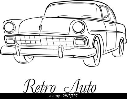 Voiture sur un fond blanc. Rétro auto .Vector illustration . Illustration de Vecteur