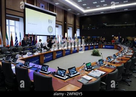 Bruxelles, Belgique. 31 janvier 2024. Réunion informelle des ministres de la Défense de l'UE à Bruxelles, Belgique, le 31 janvier 2024. Crédit : ALEXANDROS MICHAILIDIS/Alamy Live News Banque D'Images