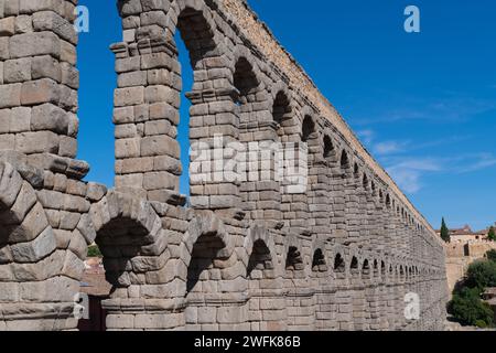 Aqueduc Segovia Acueducto Espagne bâtiment historique romain et attraction touristique espagnole Banque D'Images