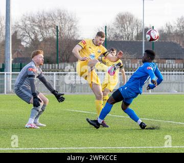 Basford FC a accueilli Warrington Rylands dans la NPL Premier League 2024 Banque D'Images