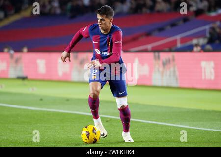 Barcelone, Espagne. 31 janvier 2024. Joao Cancelo du FC Barcelone lors du match de la Liga EA Sports entre le FC Barcelone et le CA Osasuna a joué au stade Lluis Companys le 31 janvier 2024 à Barcelone, en Espagne. (Photo Alex Carreras/Imago) crédit : PRESSINPHOTO SPORTS AGENCY/Alamy Live News Banque D'Images