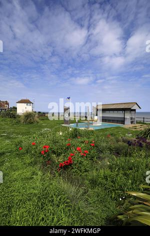 Les jardins et le Musée maritime au village de Mundesley, Norfolk Nord, Angleterre, Royaume-Uni Banque D'Images