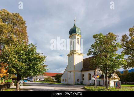 Murnau am Staffelsee : eglise St. Leonhard in Froschhausen in Oberbayern, Pfaffenwinkel, haute-Bavière, Bayern, Bavière, Allemagne Banque D'Images