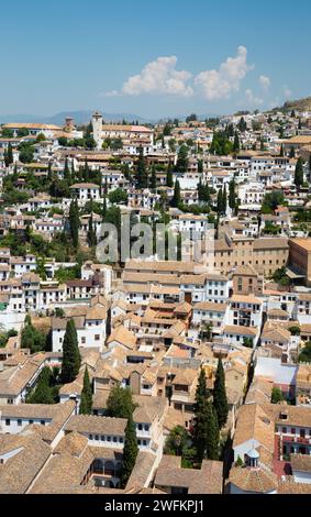 Granada - l'apparence de l'Albayzin district de palais de l'Alhambra. Banque D'Images