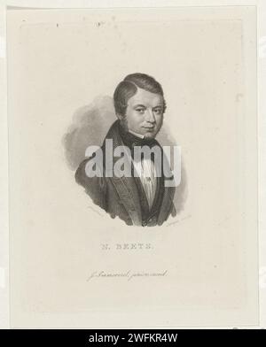 Portrait de betteraves Nicolaas, Johannes Philippus Lange, d'après Willem Grebner, 1820 - 1841 tirage Portrait buste à droite de betteraves Nicolaas, poète et pasteur à Heemstede. gravure sur papier acier Banque D'Images