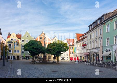 Weilheim in Oberbayern : Vieille ville, Square Marienplatz in Oberbayern, Pfaffenwinkel, haute-Bavière, Bayern, Bavière, Allemagne Banque D'Images