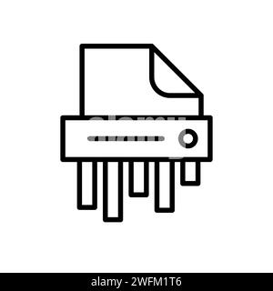 Destructeur de fichier d'icône de ligne noire de vecteur isolé sur fond blanc Illustration de Vecteur