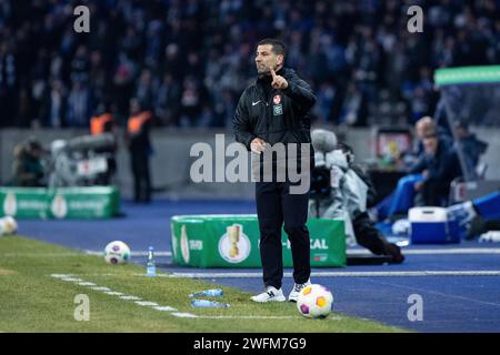 Berlin, Deutschland. 31 janvier 2024. khc DFB-Pokal 2023/24, Viertelfinale : Hertha BSC - 1. FC Kaiserslautern, Olympiastadion, Berlin, 31.01.2024 LA RÉGLEMENTATION DFB INTERDIT TOUTE UTILISATION DE PHOTOGRAPHIES COMME SÉQUENCES D'IMAGES ET/OU QUASI-VIDÉO/dpa/Alamy Live News Banque D'Images