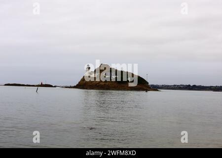 Vue sur la plage de Tahiti située sur la commune de Carantec dans le département du Finistère en Bretagne Banque D'Images