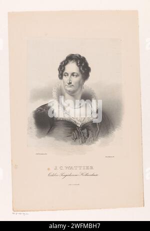 Portrait de Johanna Cornelia Wattier, Roelof van der Meulen, d'après Jan Willem Pieneman, 1816 - 1833 print Amsterdam paper. Personnages historiques - BB - Femme (+ (complet) portrait buste) Banque D'Images