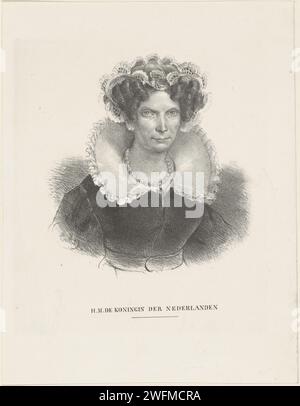 Portrait de Wilhelmina van Pruisen, Anonyme, 1815 - 1899 tirage Portrait de Wilhelmina. Son titre dans la marge inférieure. Papier néerlandais Banque D'Images