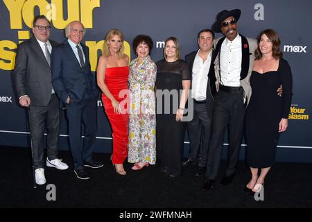 Jeff Garlin, Larry David, Cheryl Hines, Susie Essman, Amy Gravitt, Jeff Schaffer, J. B. Smoove et Laura Streicher BEI der Premiere der 12. Staffel der HBO Serie 'Curb your Enthusiasm / Lass es, Larry!' Complexe théâtral im DGA. Los Angeles, 30.01.2024 Banque D'Images