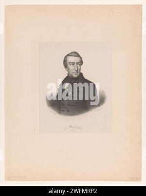 Portrait de Jacob van Lennep, Anonyme, d'après Jan Cornelis van Rossum, 1845 - 1853 impression sous le portrait de la signature de la personne représentée. Le journal de la Haye. personnages historiques Banque D'Images