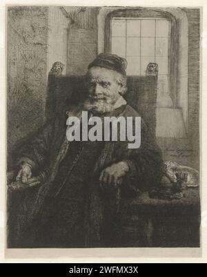 Jan Lutma, Goldsmith, Rembrandt van Rijn, 1656 imprimer gravure de papier japonais / Drypoint Banque D'Images