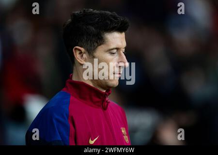 Barcelone, Espagne. 31 janvier 2024. Robert Lewandowski (FC Barcelone) est photographié avant le match de Liga entre le FC Barcelone et le CA Osasuna, au stade Lluis Companys de Barcelone, Espagne, le 31 janvier 2024. Foto : SIU Wu. Crédit : dpa/Alamy Live News Banque D'Images