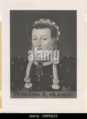 Portrait d'Anna van Buren, Anonyme, d'après Marcus Gheeraerts (I), 1850 - 1949 tirage photomécanique Portrait d'Anna. Son nom dans la marge inférieure. Papier néerlandais Banque D'Images