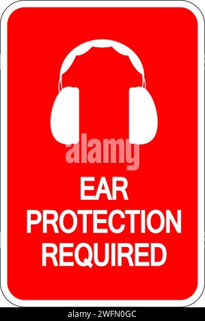 Attention protection des oreilles requise affiche sur fond blanc Illustration de Vecteur