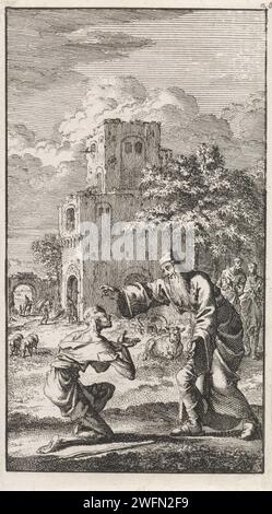Retour du fils perdu, Jan Luyken, 1712 imprimer Amsterdam paper graver la parabole du fils prodigue (Luc 15:11-32) Banque D'Images