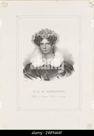 Portrait de Wilhelmina van Pruisen, Nicolaas Martinus Schild, c. 1837 - c. 1840 tirage Portrait de Wilhelmina dans un rectangle orné. Dans la marge inférieure son nom et son titre. Imprimeur : Netherlandspublisher : le papier de la Haye Banque D'Images