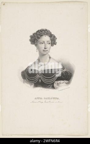 Portret van Anna Paulowna Romanowa, 1826 tirage Portrait d'Anna Paulowna. Dans la marge inférieure son nom et ses titres. Document de Bruxelles Banque D'Images