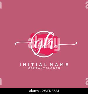 GH logo d'écriture manuscrite initial avec cercle Illustration de Vecteur