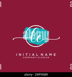 LC logo d'écriture manuscrite initial avec cercle Illustration de Vecteur