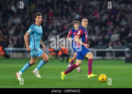 Barcelone, ESP. 31 janvier 2024. FC BARCELONE vs CA OSASUNA 31 janvier 2024 Oriol Romeu (18 ) du FC Barcelone lors du match entre le FC Barcelone et CA Osasuna correspondant à la vingt jours de la Liga EA Sports à l'Olimpic Stadium Lluis Companys de Montjuïc à Barcelone, Espagne. Crédit : Rosdemora/Alamy Live News Banque D'Images