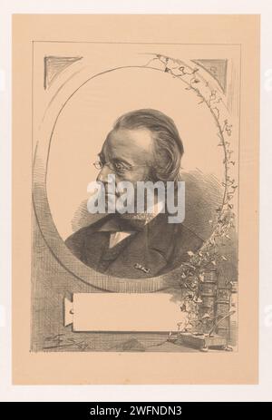 Portrait de Josephus Albertus Alberdingk Thijm, Willem Steelink (II), d'après Albert Greiner, 1887 estampe Amsterdam paper Historical persons Banque D'Images