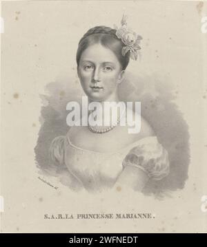 Portrait de Marianne, Princesse des pays-Bas, Van den Kerckhoven, 1825 - 1899 tirage Portrait de Marianne. Dans la marge inférieure son nom et son titre. papier Banque D'Images