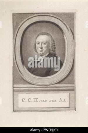 Portrait de Christianus Carolus Henricus van der AA, Jacob Houbraken, d'après Joseph Marinkel, buste imprimé de 1772 à gauche de Christianus Carolus Henricus van der AA dans un ovale. Sous le portrait son nom. Gravure sur papier Amsterdam Banque D'Images