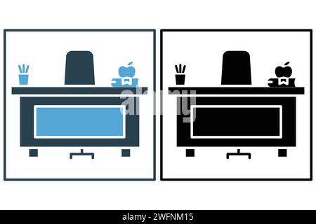 Icône du bureau de l'enseignant. icône associée à l'espace de travail d'un enseignant. style d'icône solide. illustration de l'élément Illustration de Vecteur