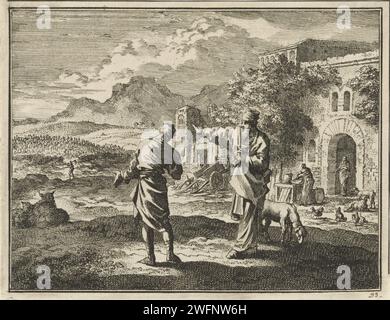 Parabole du fils qui reçoit l'ordre d'aller au champ, Jan Luyken, 1712 imprimer Amsterdam papier gravure enfin le seigneur envoie son fils, '... ils le jetèrent hors de la vigne, et le tuèrent. Banque D'Images