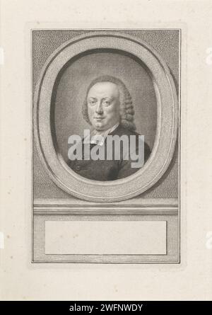 Portrait de Christianus Carolus Henricus van der AA, Jacob Houbraken, d'après Joseph Marinkel, 1770 - 1772 estampe buste à gauche de Christianus Carolus Henricus van der AA dans un ovale. Sous le portrait un champ vide pour le nom. Gravure sur papier Amsterdam Banque D'Images