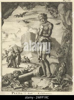 Statue de Pluton, Jan Luyken, 1686 imprimer Imprimer en haut à droite marqué : page : 687. Amsterdam papier gravure (histoire de) Pluton (Hadès), dis Pater, Orcus. statues, peintures, etc  objets de culte dans la religion romaine Banque D'Images