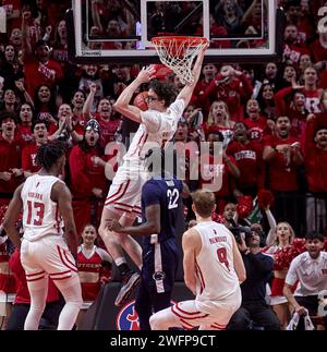 Rutgers Scarlet Knights garde Gavin Griffiths (10) contre Penn State Nittany Lions en première mi-temps lors d'un match de basket-ball Big Ten à Jersey MikeÕs Area à Piscataway, New Jersey le mercredi 31 janvier 2024. Banque D'Images