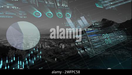 Image du traitement des données financières sur CityScape Banque D'Images