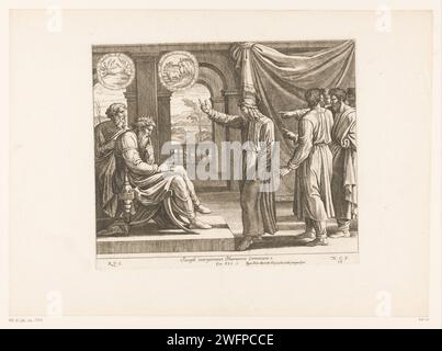 Jozef explique les rêves du Pharaon, Nicolas Chaperon, après Rafaël, imprimeur 1649 : Franceafter peinture par : Vaticaanstadpublisher : Paris gravure sur papier premier rêve de Pharaon : sept vaches grasses sont dévorées par sept vaches maigres  Histoire de Joseph. Joseph interprétant les rêves de Pharaon Banque D'Images