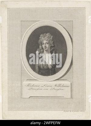 Portrait de Wilhelmina van Pruisen, Anonyme, 1790 - 1849 tirage Portrait de Wilhelmina dans un ovale. Sur un piédestal son nom et son titre. Imprimeur : Low CountriesPublisher : Allemagne (éventuellement) gravure / gravure sur papier Banque D'Images