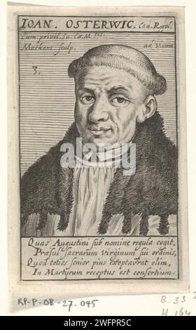 Portrait de H. Jan van Osterwijk, Jacob Matham, 1617 - 1618 tirage Portrait de Saint Jan van Osterwijk, l'un des dix-neuf martyrs catholiques de Gorinchem. Haarlem gravure sur papier Martyrs de Gorkum Brielle. Gorinchem Banque D'Images