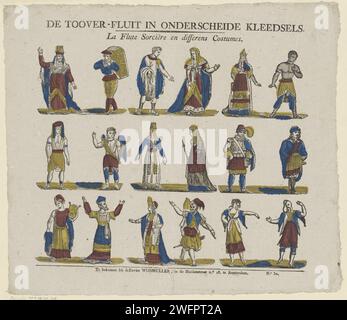 La flûte toover en vêtements partscheid / la flûte sorcière et costumes Differens, 1828 - 1913 print feuille avec 3 rangées horizontales chacune avec six personnages de l'opéra la flûte magique (Die Zauberflöte) dans une rangée. Numéroté ci-dessous : n° 50. Amsterdampublisher : impression typographique papier Turnhout Opera-Singer (masculin). chanteur d'opéra (féminin). costume de scène Banque D'Images
