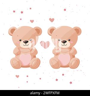 Cute Teddy Bears illustration Illustration de Vecteur