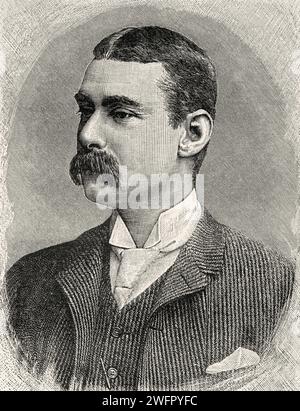 Arthur Jeremy Mounteney Jephson (1859-1908) aventurier anglais et explorateur africain. Afrique. Expédition de secours Emin Pacha 1886-1889 par Henry Morton Stanley (1841 - 1904) gravure ancienne du 19e siècle du Tour du monde 1890 Banque D'Images