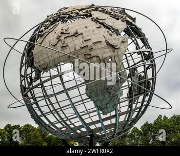 Magnifique photo de l'Afrique et de l'Europe depuis l'unisphere du célèbre Flushing Meadows-Corona Park dans le quartier Queens de New York (États-Unis). Banque D'Images