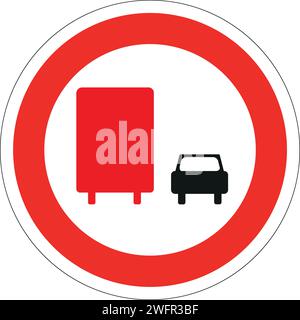 Signalisation routière : pas de dépassement pour les poids lourds Illustration de Vecteur