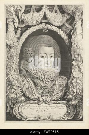 Portrait de Maria Anna van Spain, Jacob Louys, d'après Pieter Claesz. Soutman, 1644 - 1650 print Portrait de Maria Anna van Spain, épouse de l'empereur du Saint Empire Romain Ferdinand III Haarlem gravure sur papier / gravure Banque D'Images