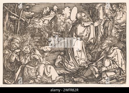 Christ dans la cour de Getsémani, Anonyme, Hans Weiditz, c. 1522 papier imprimé la prière du Christ dans le jardin de Gethsémani pendant la nuit Banque D'Images