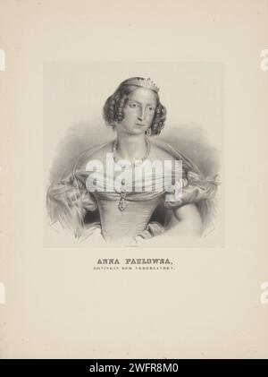 Portret van Anna Paulowna Romanowa, 1840 - 1863 print Portrait d'Anna Paulowna. Dans la marge inférieure son nom et son titre. Imprimeur : Netherlandsprinter : The Haguepublisher : The Hague paper. Banque D'Images