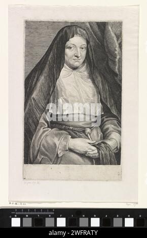 Portrait d'Isabella Clara Eugenia, Infante van Spain, Lucas Vorsterman (I), d'après Anthony Van Dyck, gravure sur papier Anvers 1630 - 1646 Banque D'Images