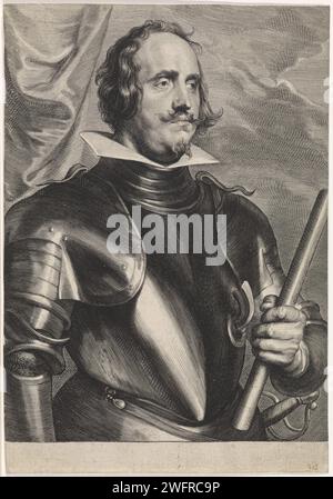 Portrait d'Emanuel Frockas, Comte de Feria, Paulus Ponce, d'après Anthony Van Dyck, 1616 - 1657 copies Anvers gravure sur papier armure Banque D'Images